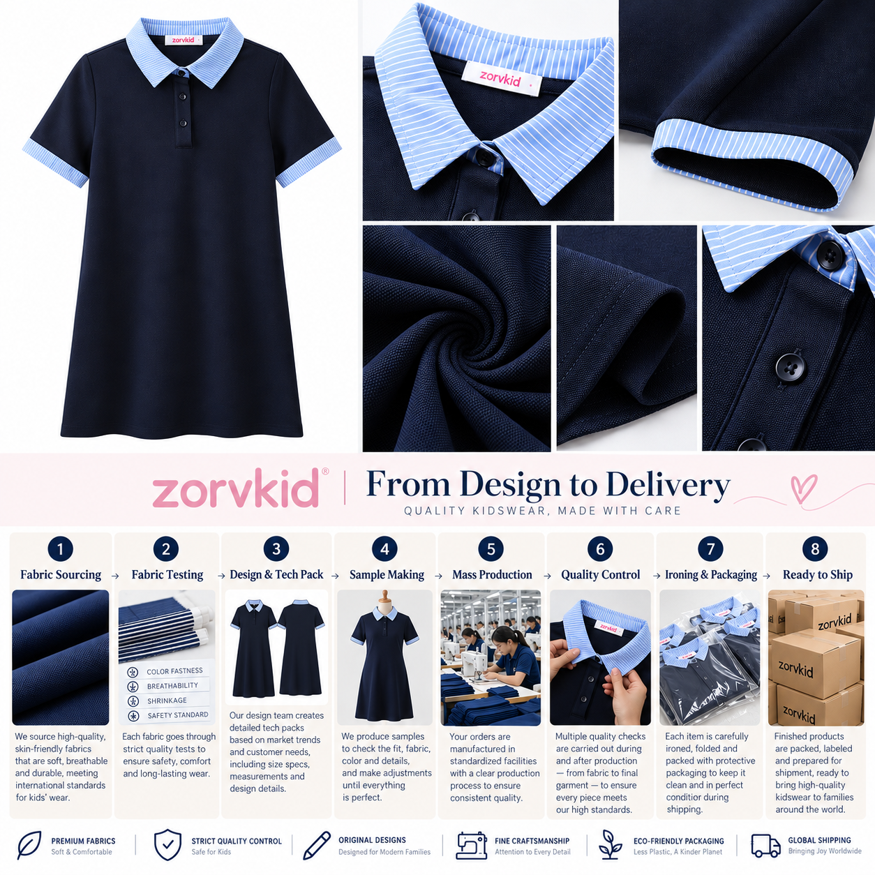 Navy Blue Family Matching Polo Outfits - Image 7