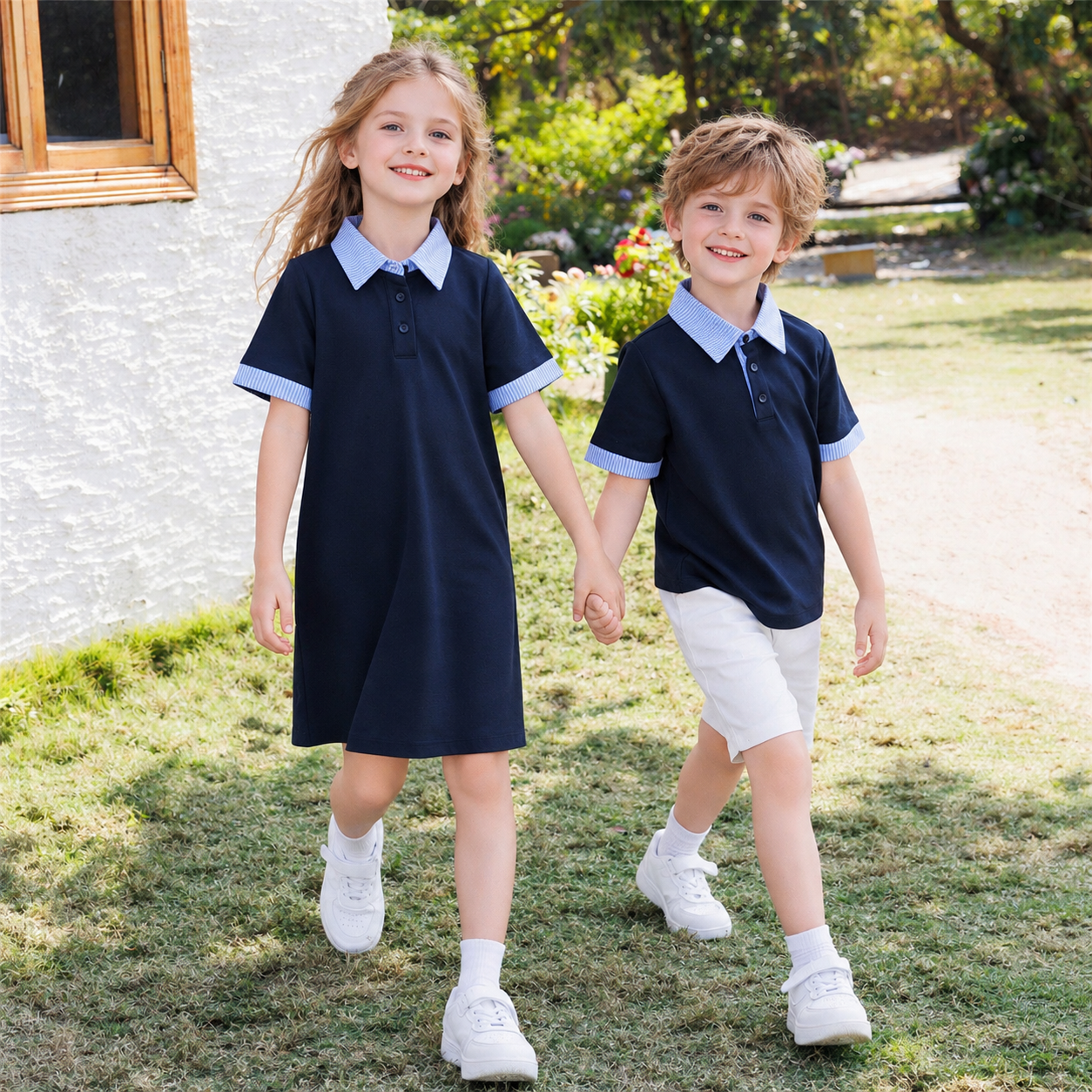 Navy Blue Family Matching Polo Outfits - Image 3